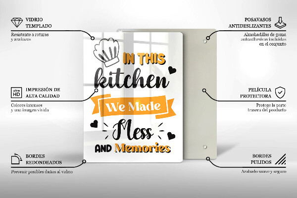 Chopping board glass In this kitchen we made messes and memories