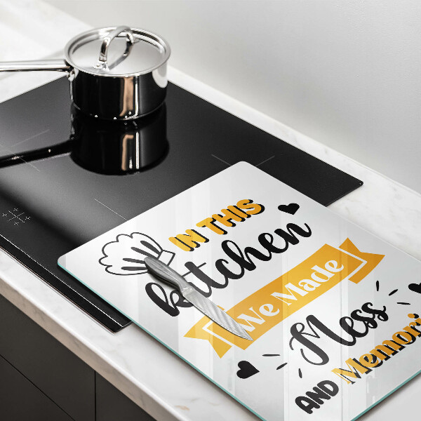 Chopping board glass In this kitchen we made messes and memories