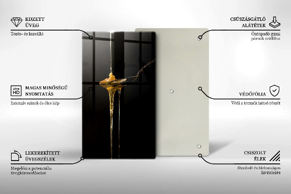 Chopping board glass A teaspoon of honey