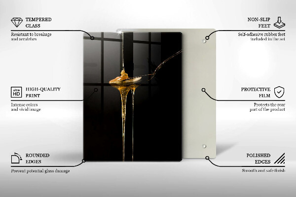 Chopping board glass A teaspoon of honey