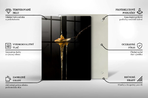 Chopping board glass A teaspoon of honey