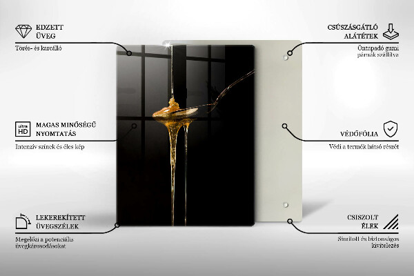 Chopping board glass A teaspoon of honey
