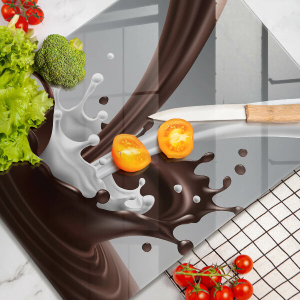 Chopping board glass Milk and chocolate