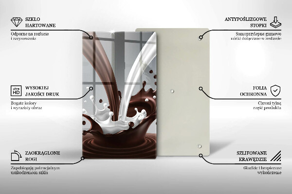 Chopping board glass Milk and chocolate