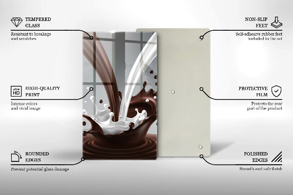 Chopping board glass Milk and chocolate