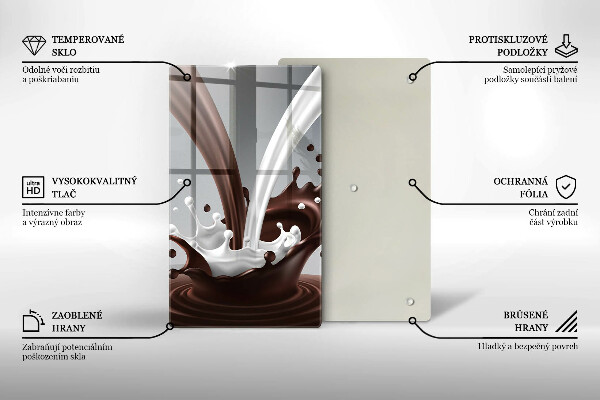 Chopping board glass Milk and chocolate
