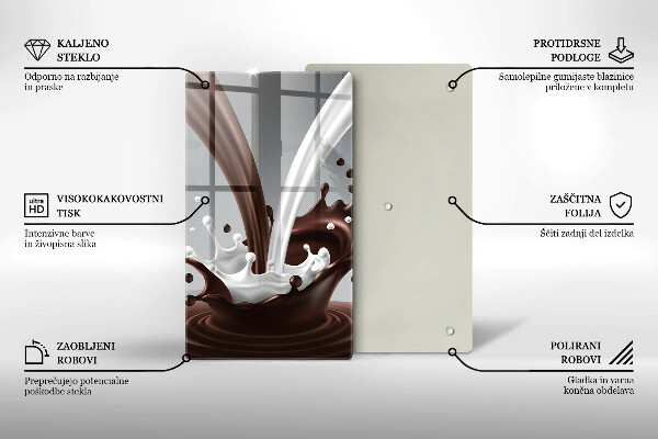 Chopping board glass Milk and chocolate