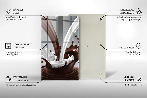 Chopping board glass Milk and chocolate
