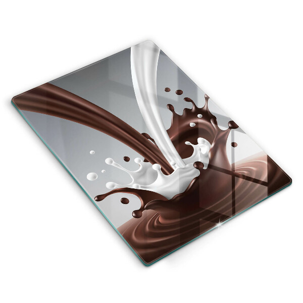 Chopping board glass Milk and chocolate