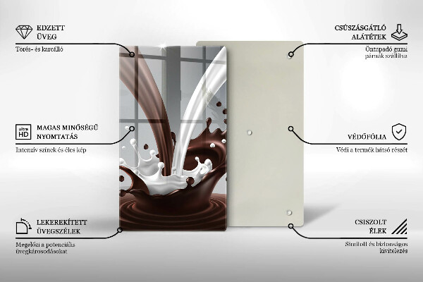 Chopping board glass Milk and chocolate