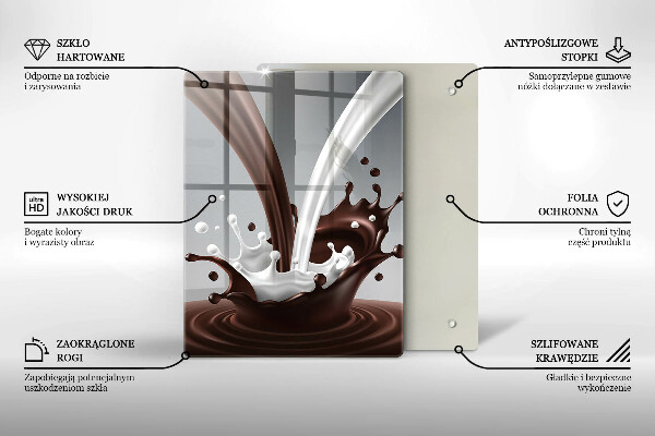 Chopping board glass Milk and chocolate
