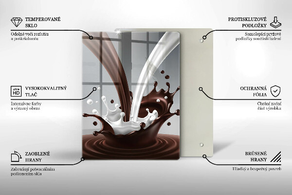 Chopping board glass Milk and chocolate
