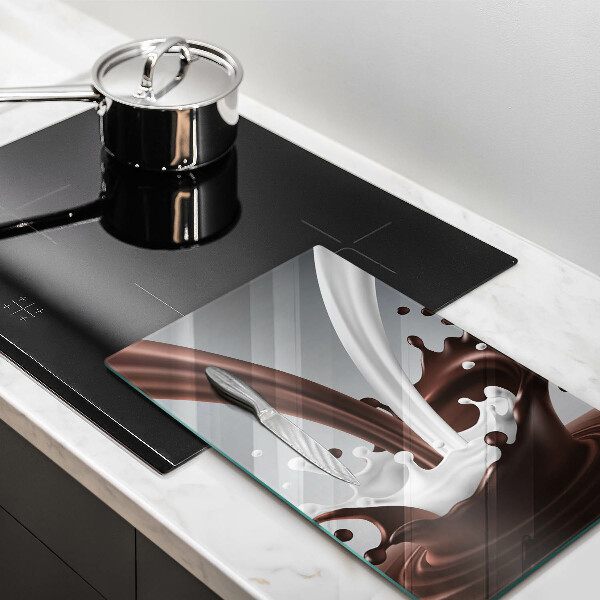 Chopping board glass Milk and chocolate