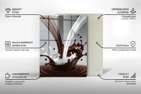 Chopping board glass Milk and chocolate