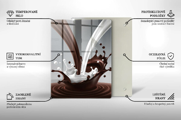 Chopping board glass Milk and chocolate