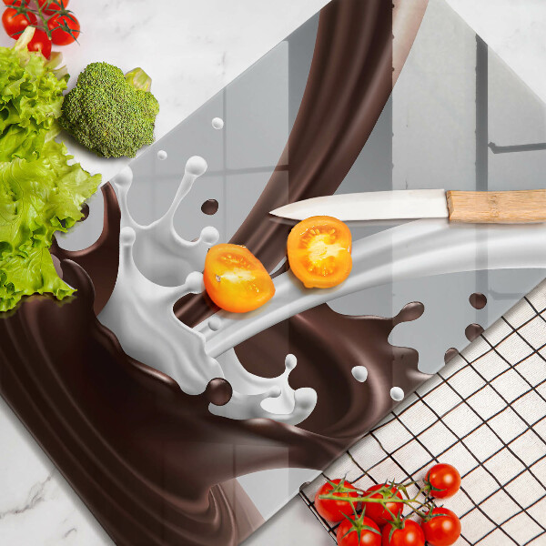 Chopping board glass Milk and chocolate
