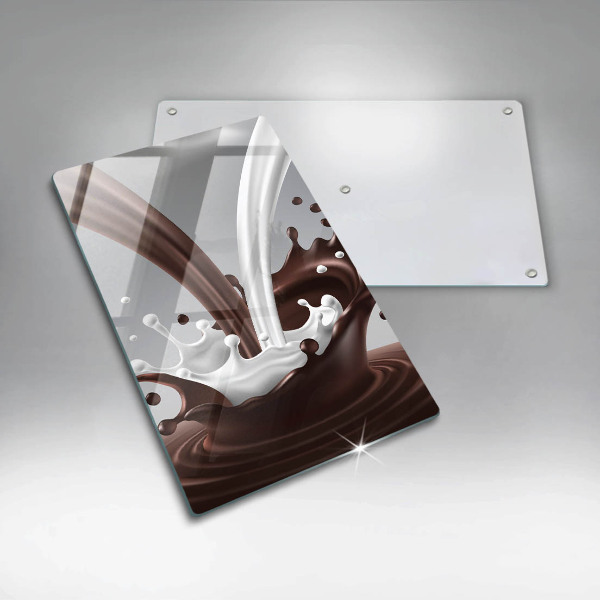 Chopping board glass Milk and chocolate