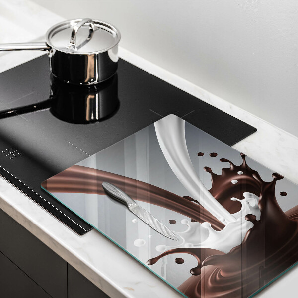 Chopping board glass Milk and chocolate