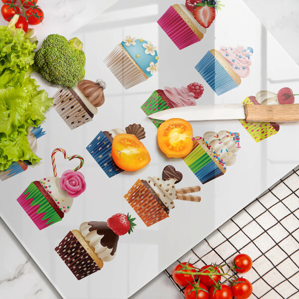 Chopping board glass Cupcake illustration