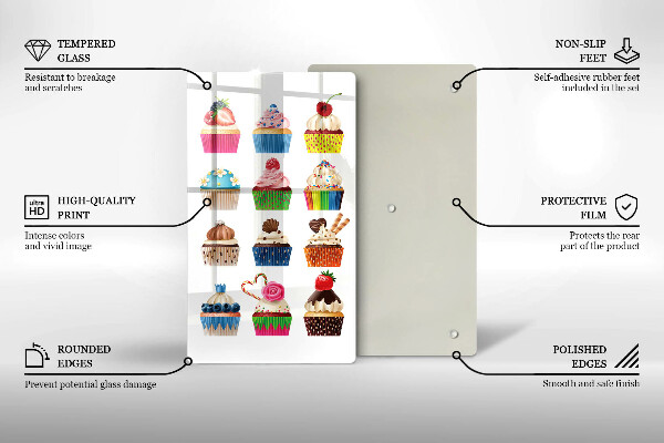 Chopping board glass Cupcake illustration