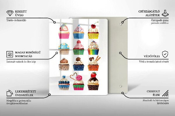 Chopping board glass Cupcake illustration