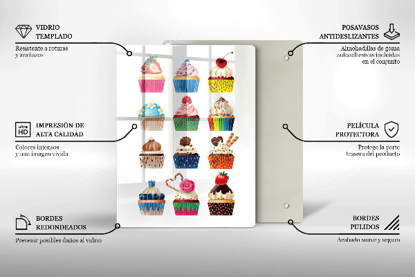 Chopping board glass Cupcake illustration