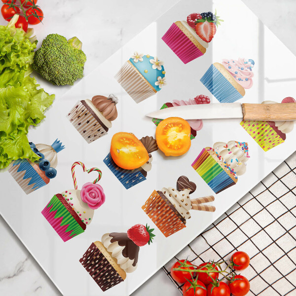 Chopping board glass Cupcake illustration