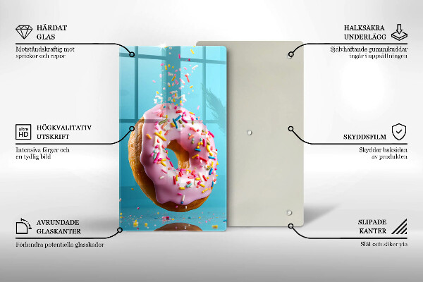 Chopping board glass Sweet donut