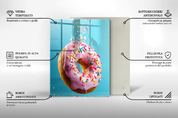 Chopping board glass Sweet donut