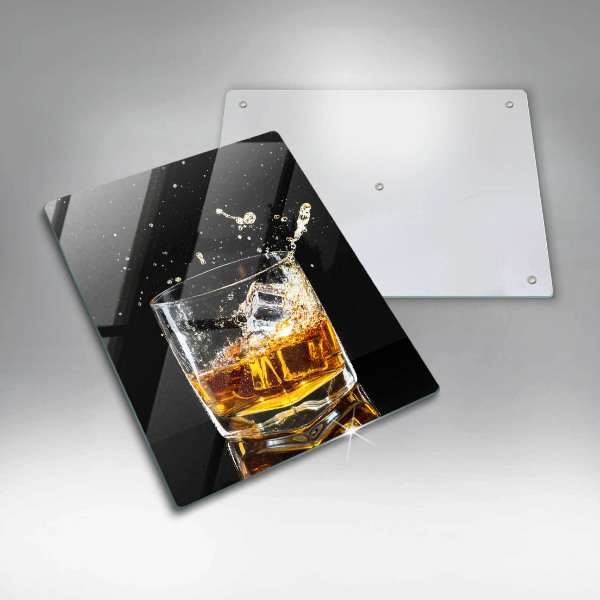 Chopping board glass A glass of whiskey
