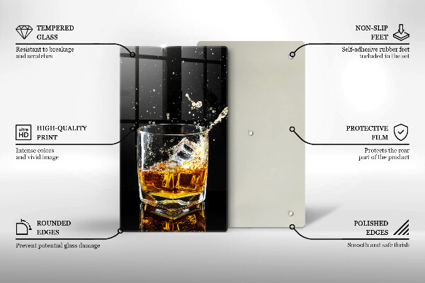 Chopping board glass A glass of whiskey