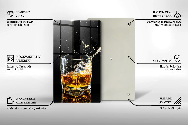 Chopping board glass A glass of whiskey