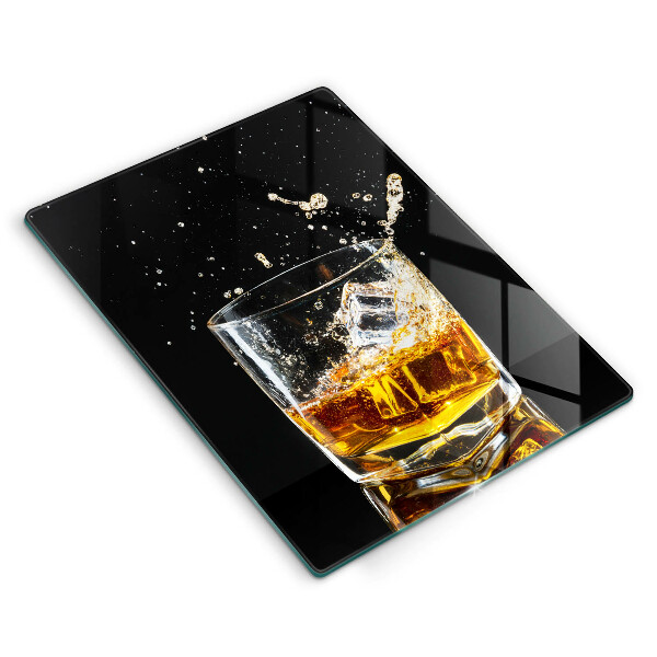 Chopping board glass A glass of whiskey