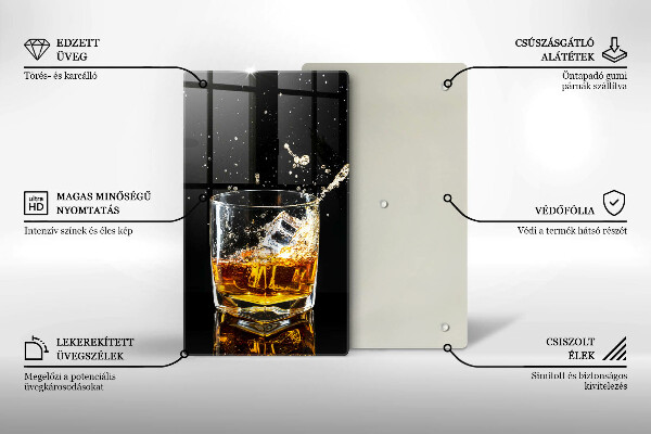 Chopping board glass A glass of whiskey