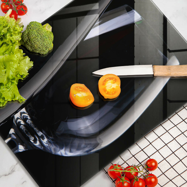 Chopping board glass A glass and a bottle