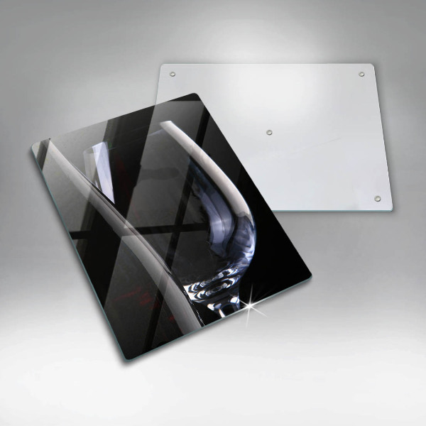 Chopping board glass A glass and a bottle