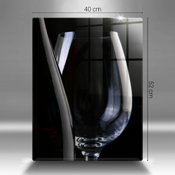 Chopping board glass A glass and a bottle