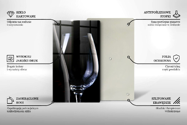 Chopping board glass A glass and a bottle