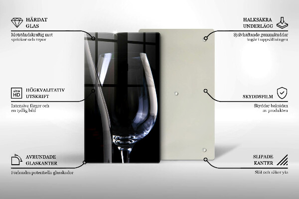 Chopping board glass A glass and a bottle