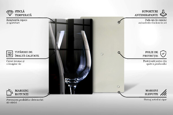 Chopping board glass A glass and a bottle