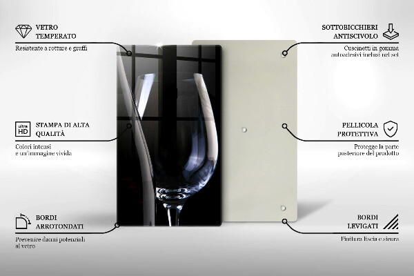 Chopping board glass A glass and a bottle