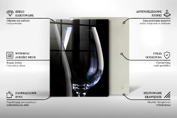 Chopping board glass A glass and a bottle