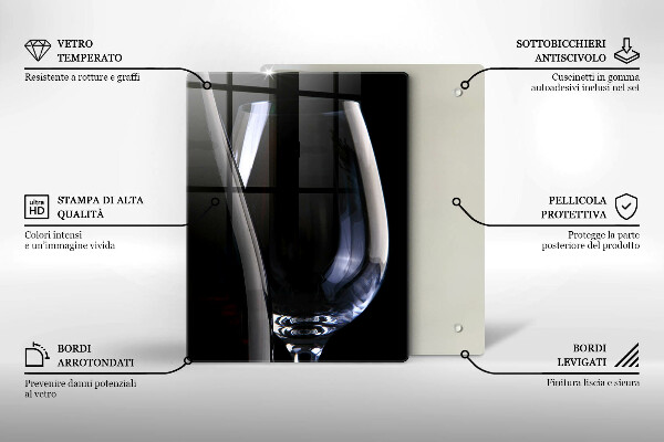 Chopping board glass A glass and a bottle