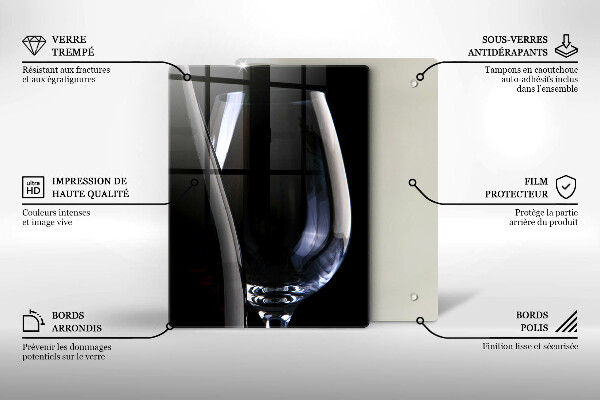 Chopping board glass A glass and a bottle