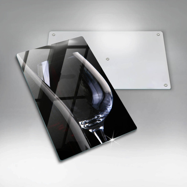 Chopping board glass A glass and a bottle