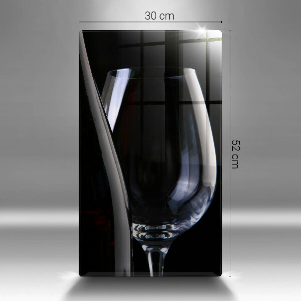 Chopping board glass A glass and a bottle