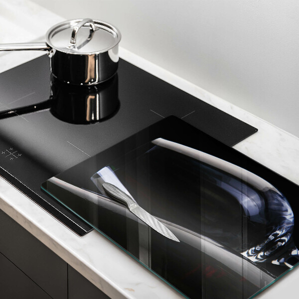 Chopping board glass A glass and a bottle