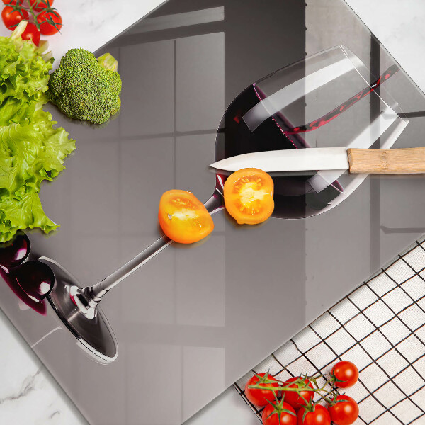 Chopping board glass Glass and grapes