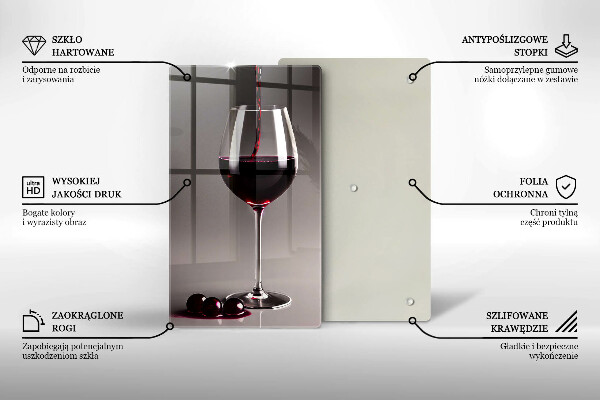 Chopping board glass Glass and grapes