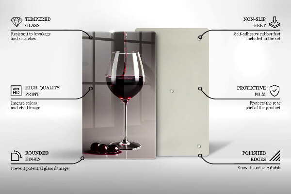 Chopping board glass Glass and grapes